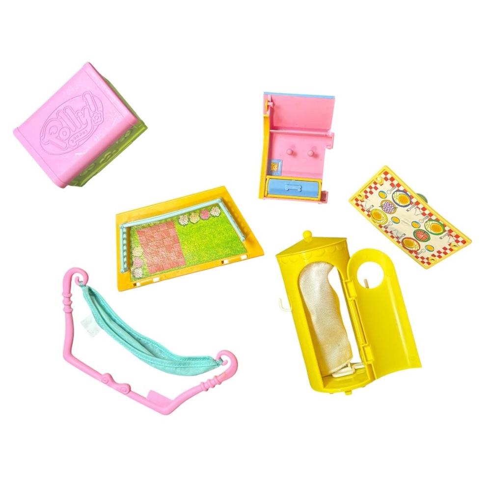 Vintage Polly Pocket Accessory Lot Hammock Dog House Furniture